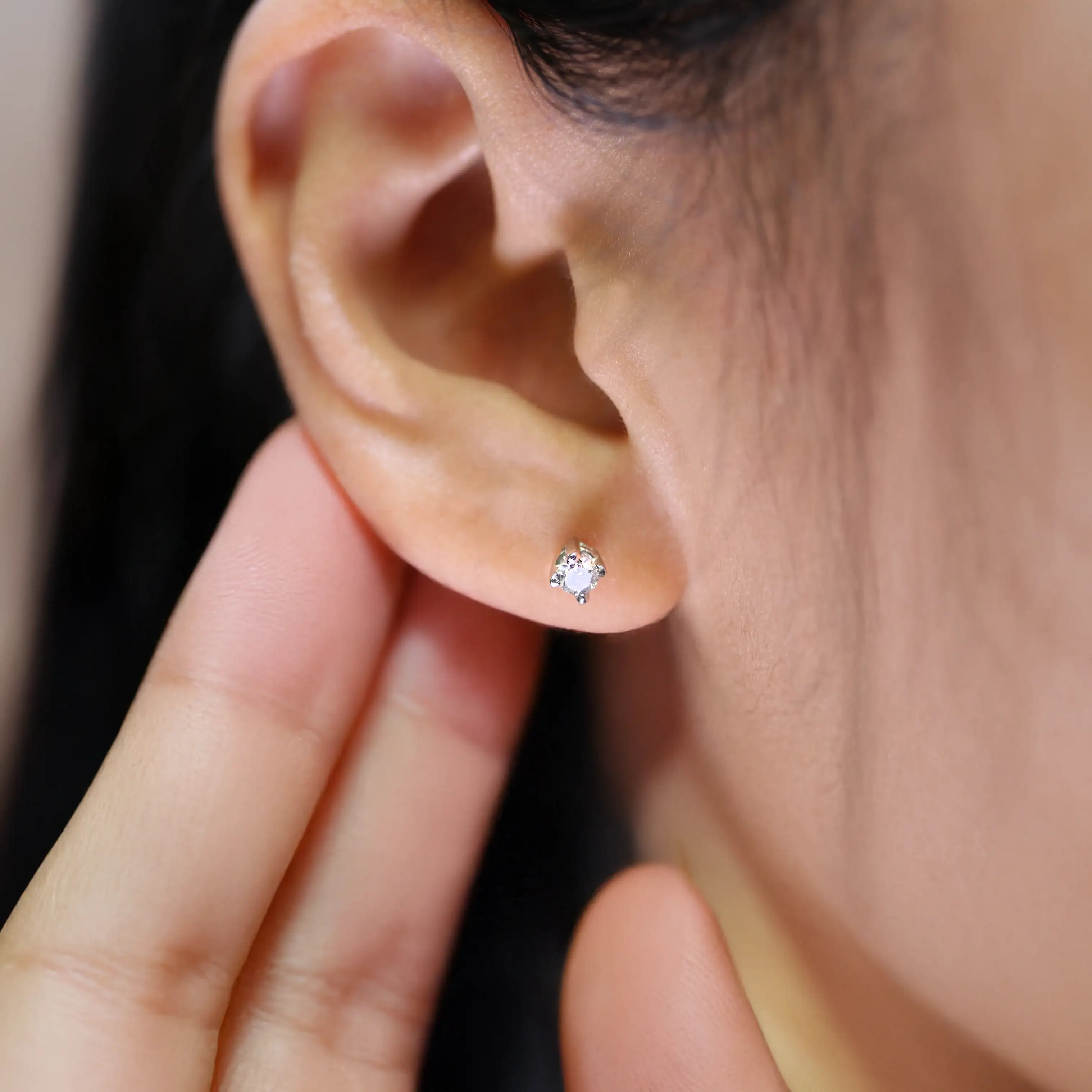 14K White Gold 1/4 Carat Lab Grown Diamond Earrings - Image 5