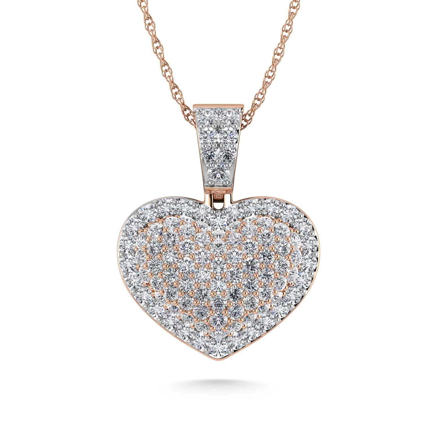 10K Rose Gold Diamond 2 1/2 Ct.Tw. Heart Pendant