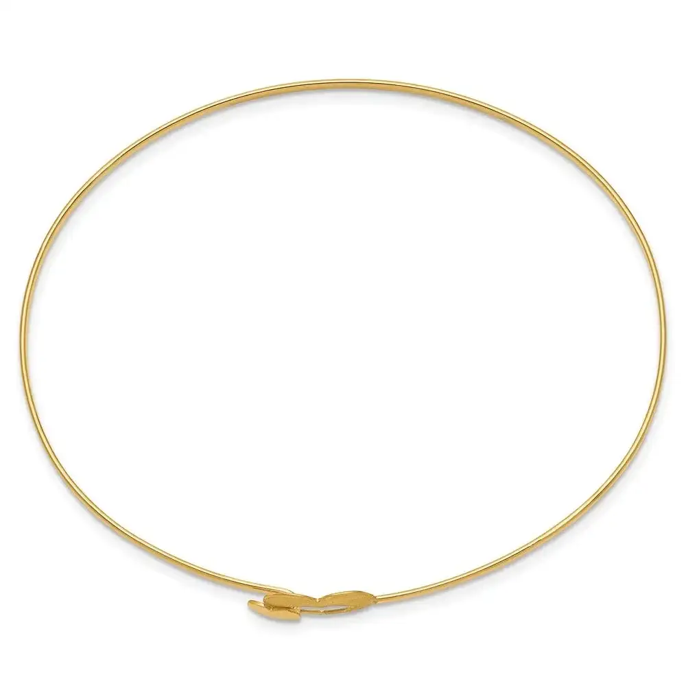 14K Brushed and Polished Hearts Flexible Bangle - Image 3