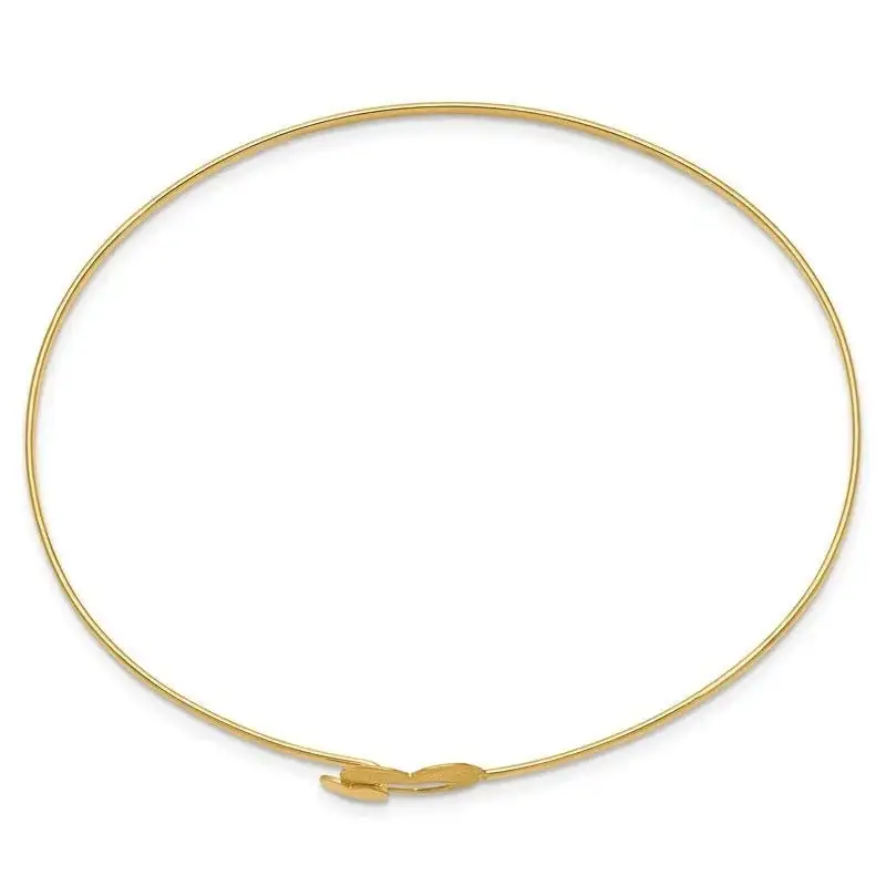 14K Brushed and Polished Hearts Flexible Bangle - Image 4