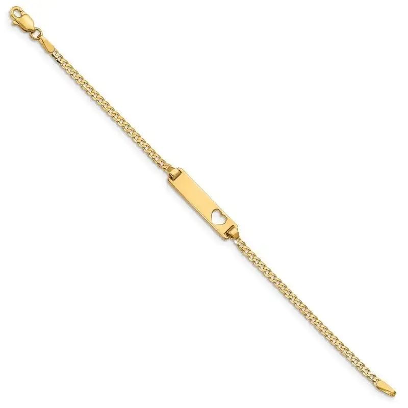 14k Cut-out Heart Curb Link ID Bracelet - Image 2