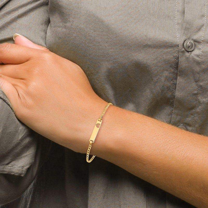 14k Cut-out Heart Curb Link ID Bracelet - Image 2