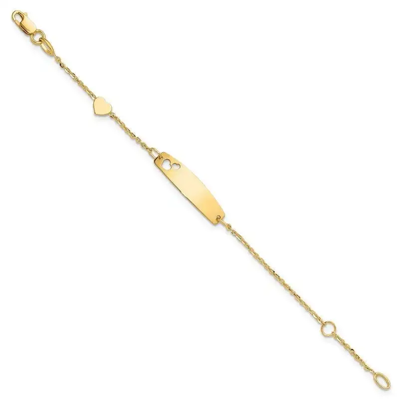 14K Polished Heart Children's ID Bracelet - Image 2