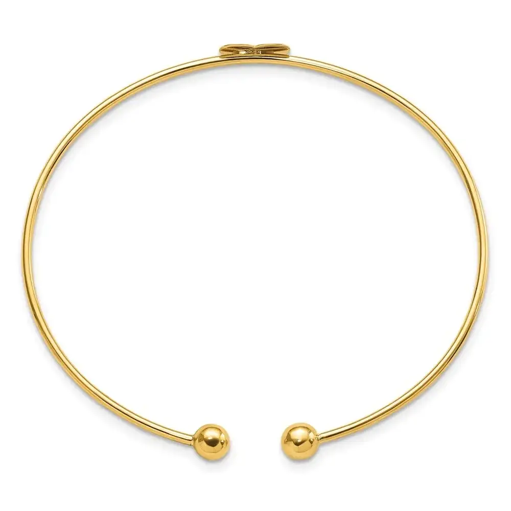 14K Polished Heart Flexible Bangle - Image 3