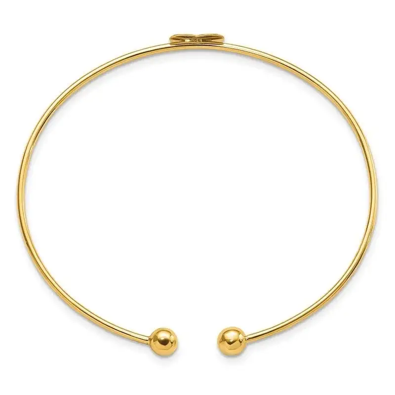 14K Polished Heart Flexible Bangle - Image 4
