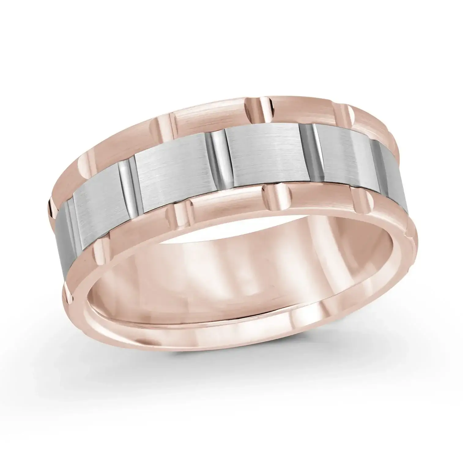 14K Rose Gold with 14K White Gold Ring from the Executif Collection by Malo - MRD-044-7PW - Image 2