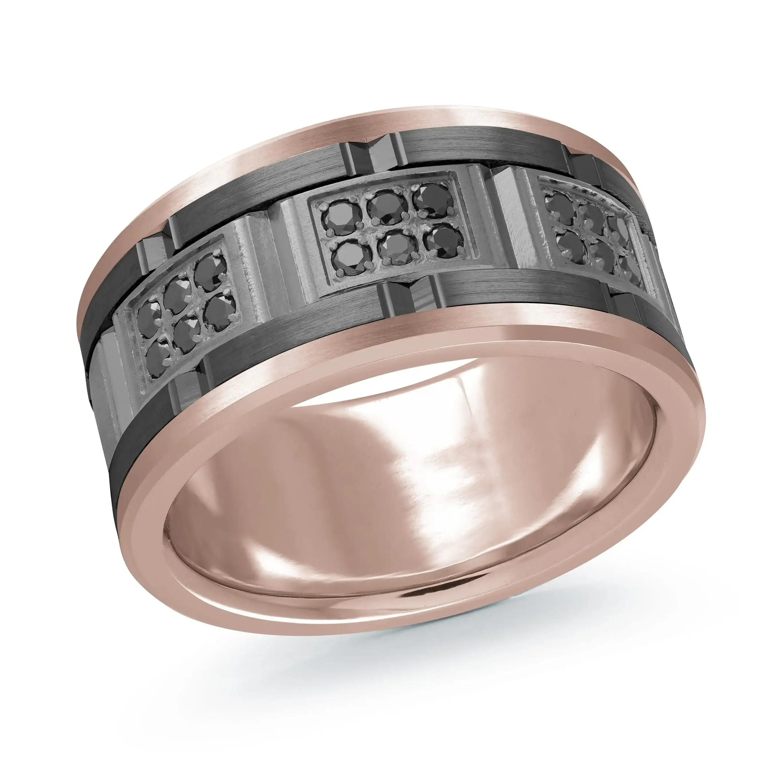 14K Rose Gold with Carbon Fiber Ring from the Tantalum Collection by Malo - MRDTN-055-11PBBD