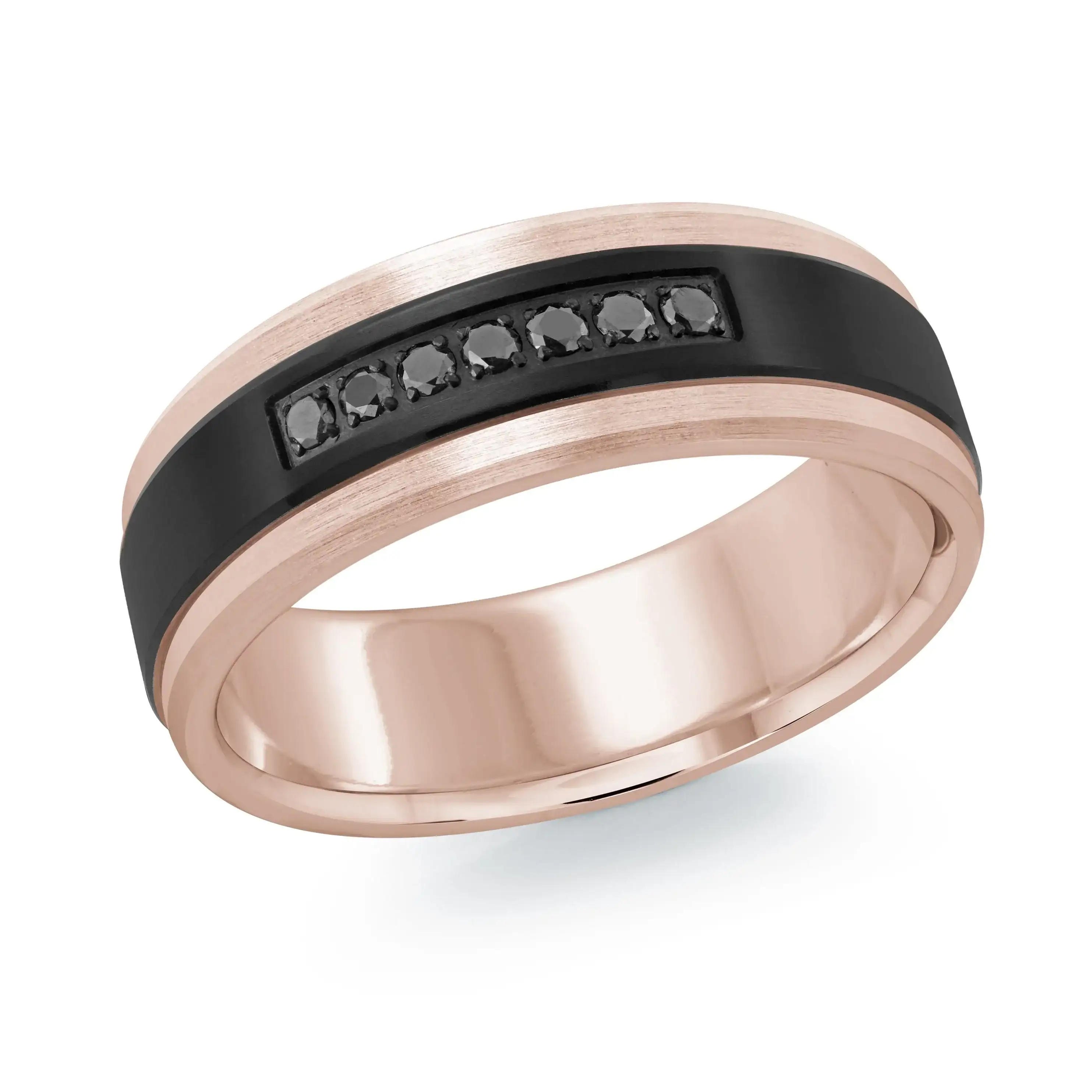 14K Rose Gold with Carbon Fiber Ring from the Titanium Collection by Malo - MRDTI-022-7PBD