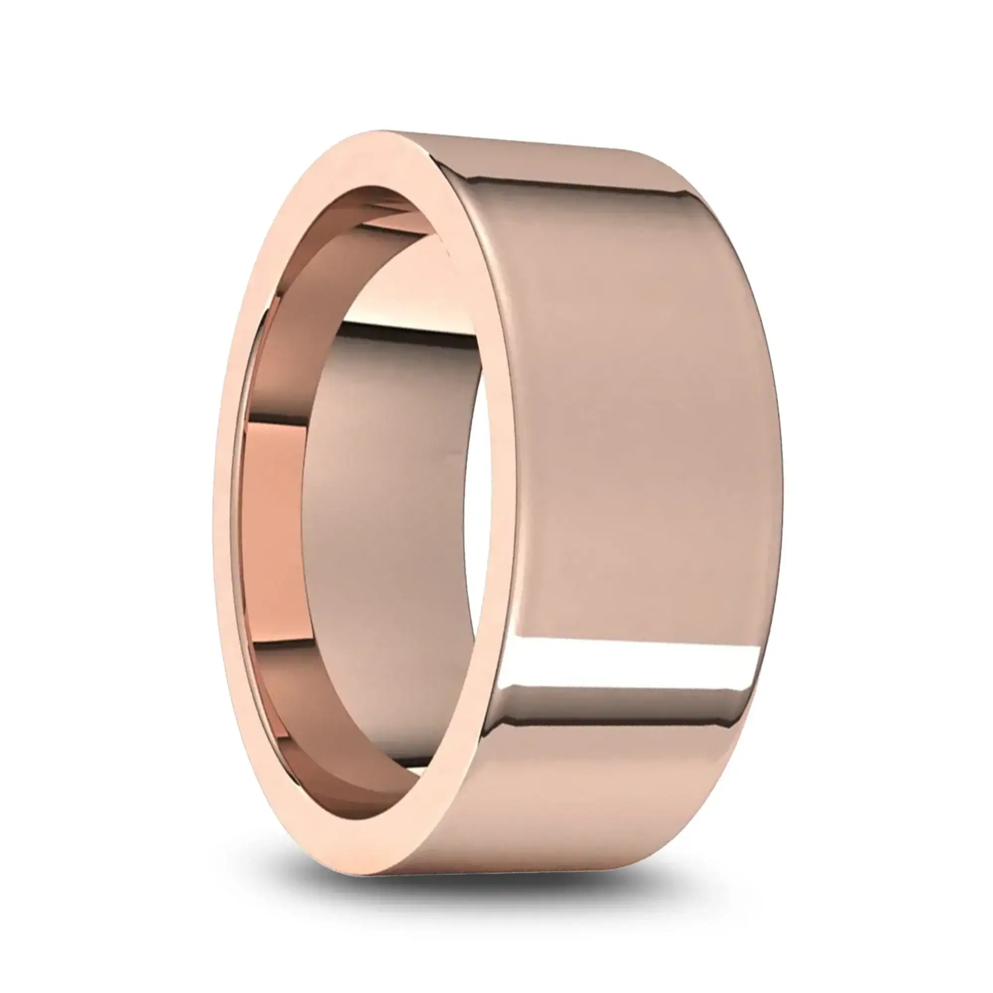 14k Rose Gold Men's Flat Ring with Polished Finish - 5mm - 10mm - Image 2