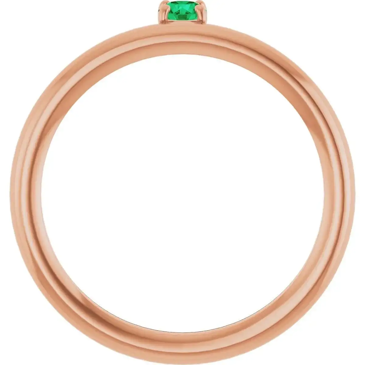 14K Rose Lab-Grown Emerald Stackable Ring - Image 2