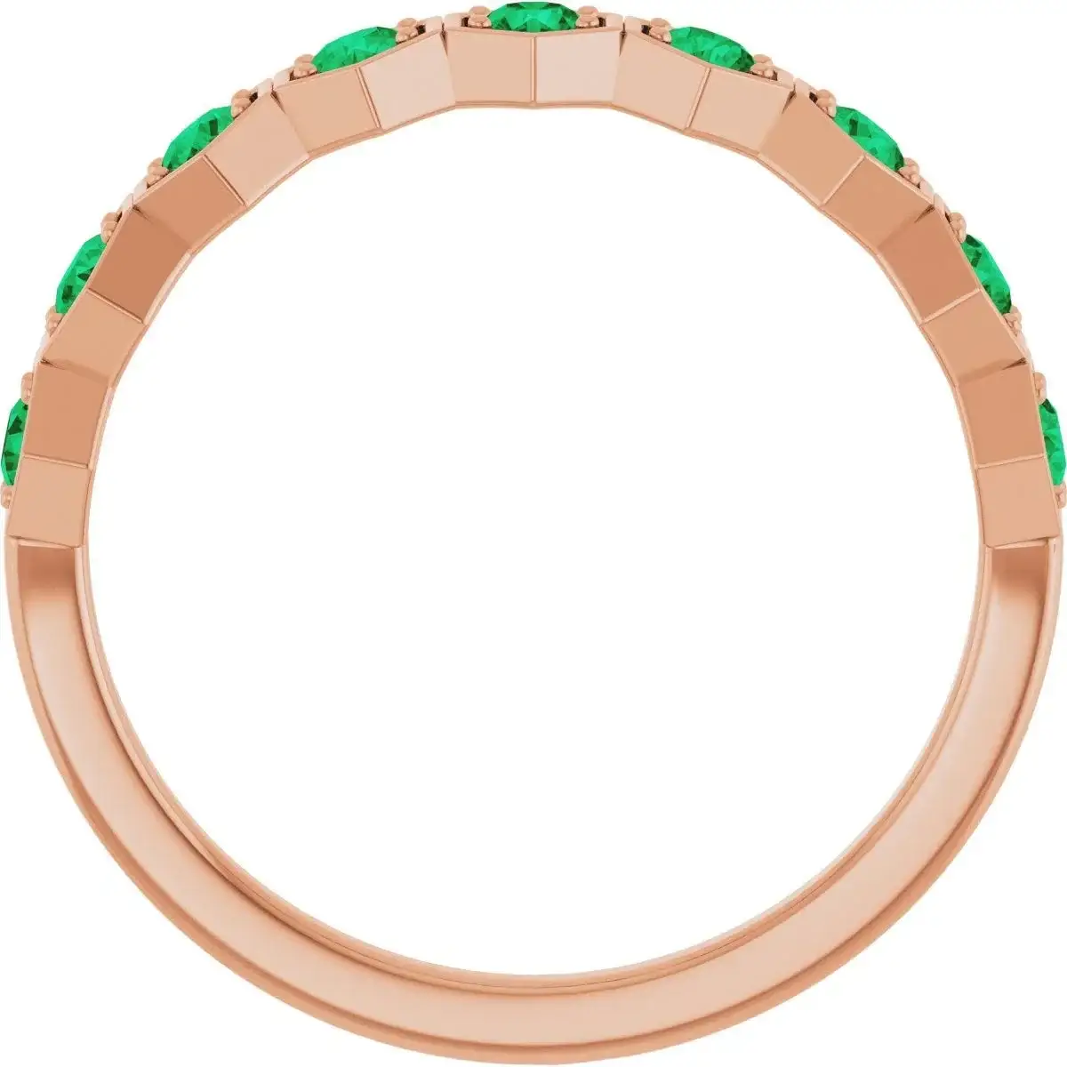 14K Rose Lab-Grown Emerald Stackable Ring - Image 2