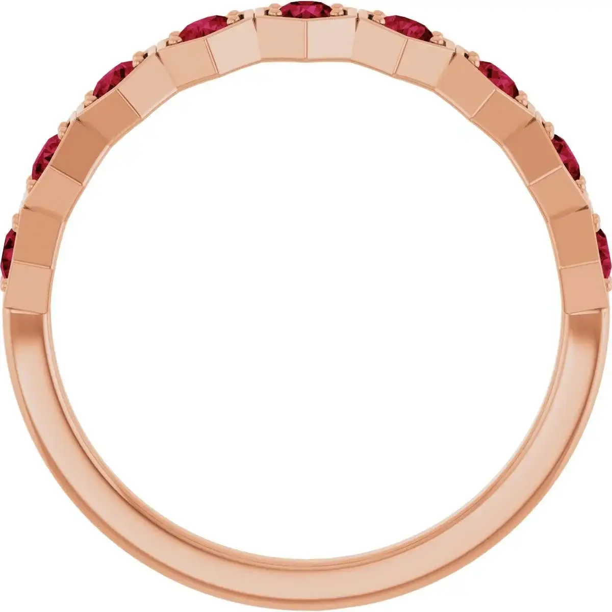 14K Rose Lab-Grown Ruby Stackable Ring - Image 2