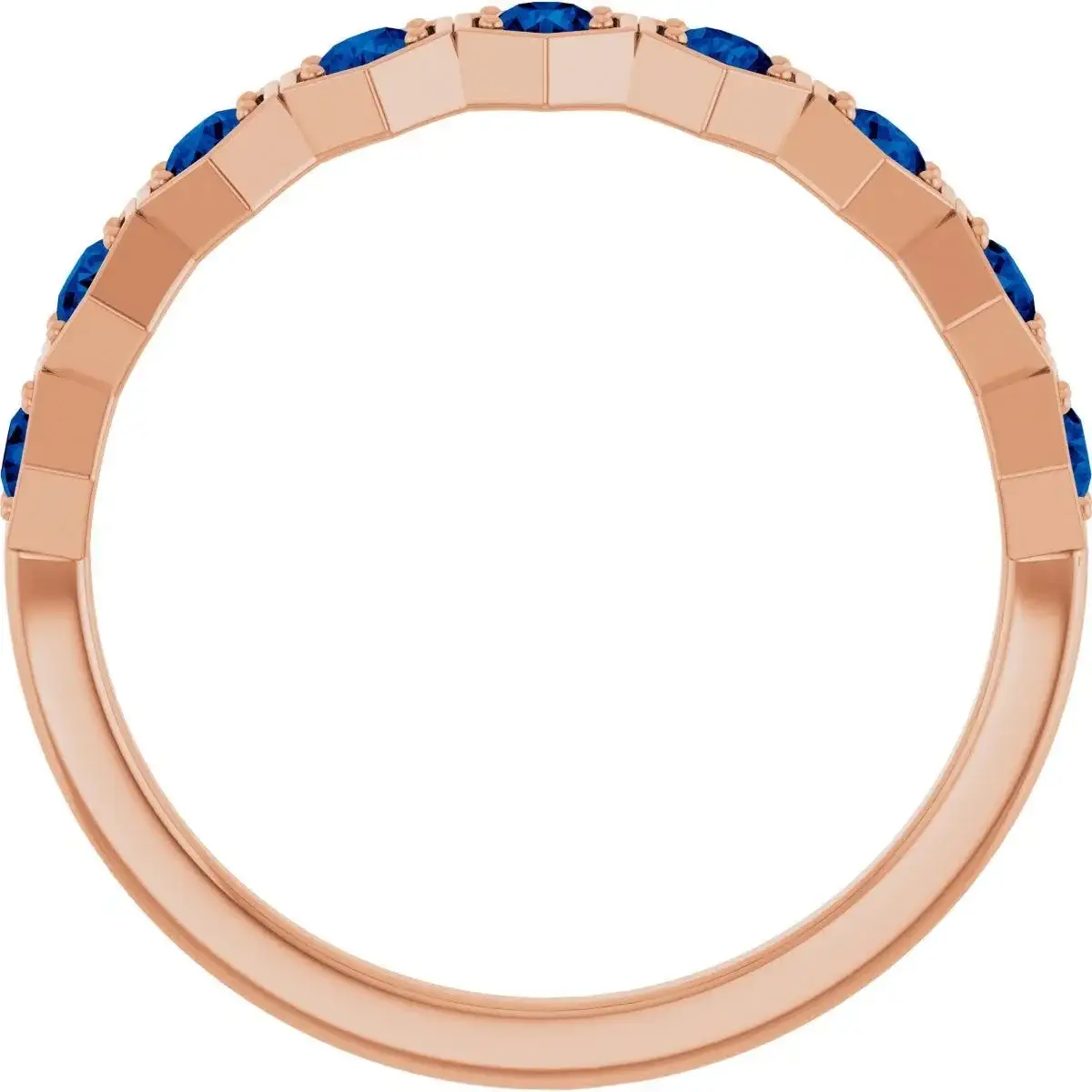 14K Rose Natural Blue Sapphire Stackable Ring - Image 2