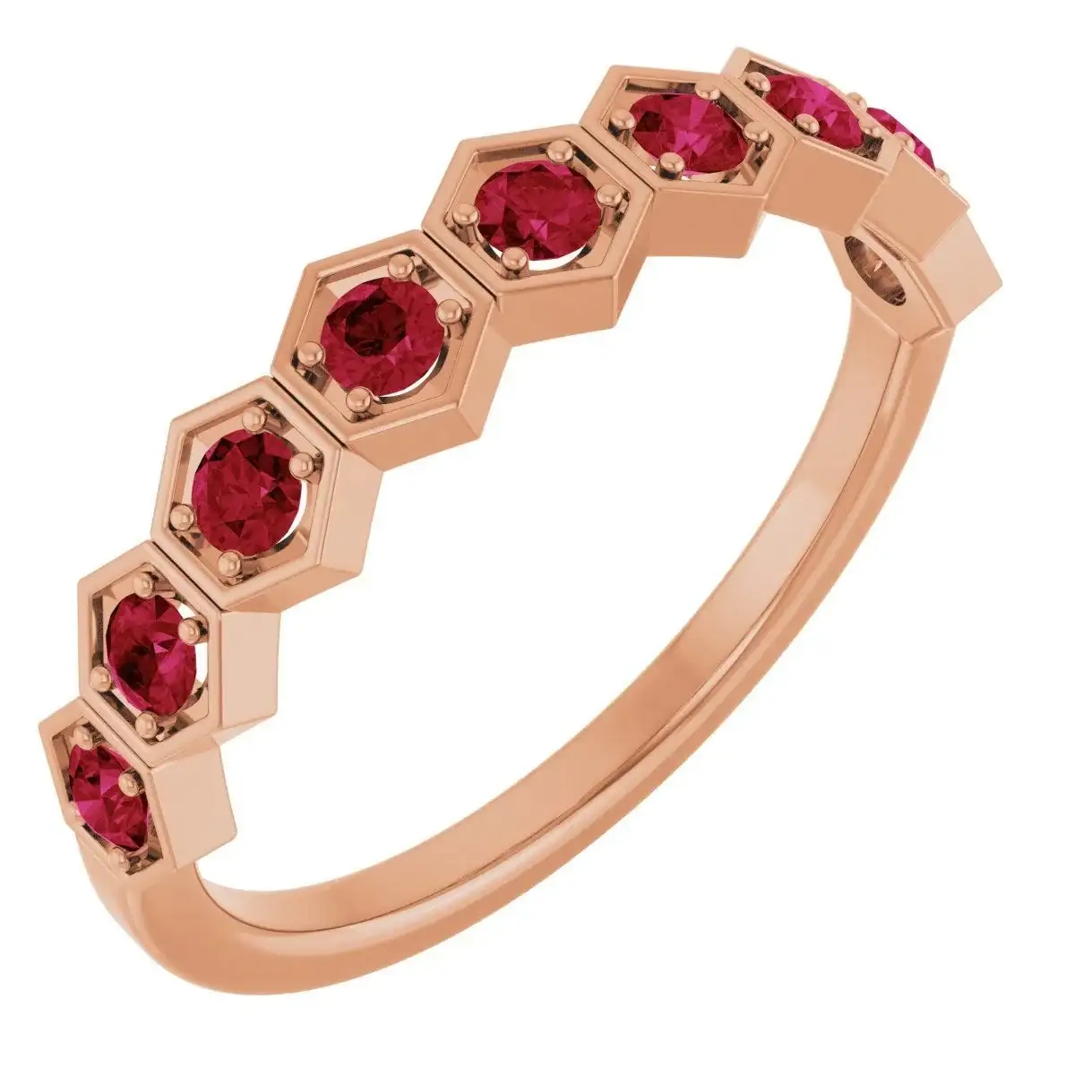 14K Rose Natural Ruby Stackable Ring