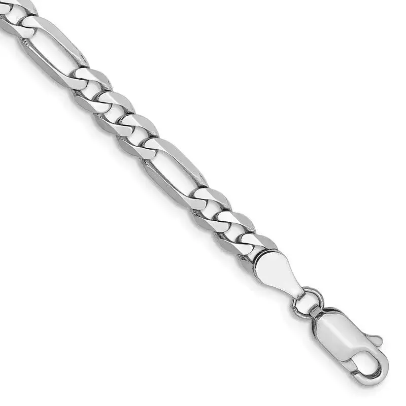 14k WG 4.5mm Flat Figaro Chain Bracelet