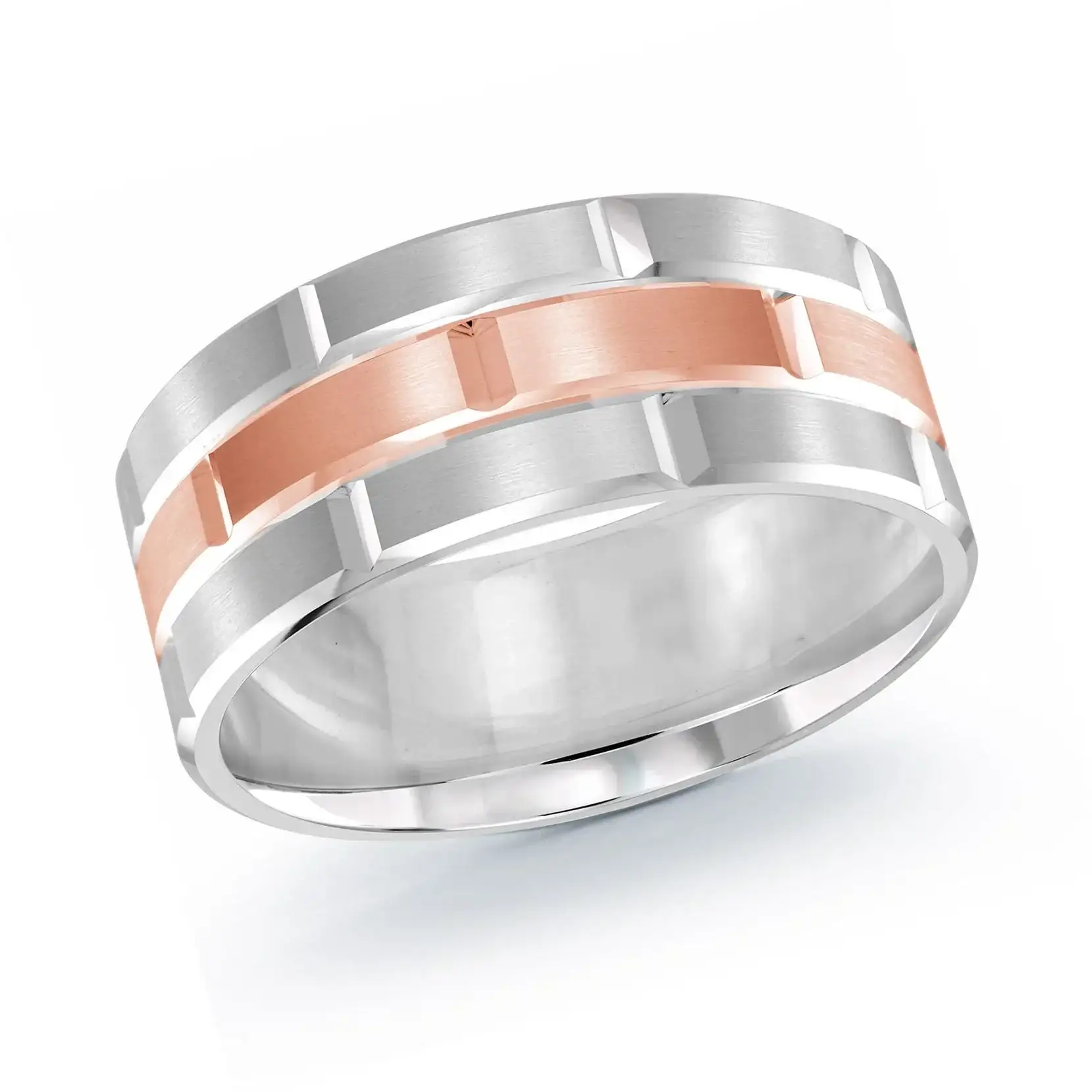14K White Gold with 14K Rose Gold Ring from the Executif Collection by Malo - FJM-002-8WP - Image 2