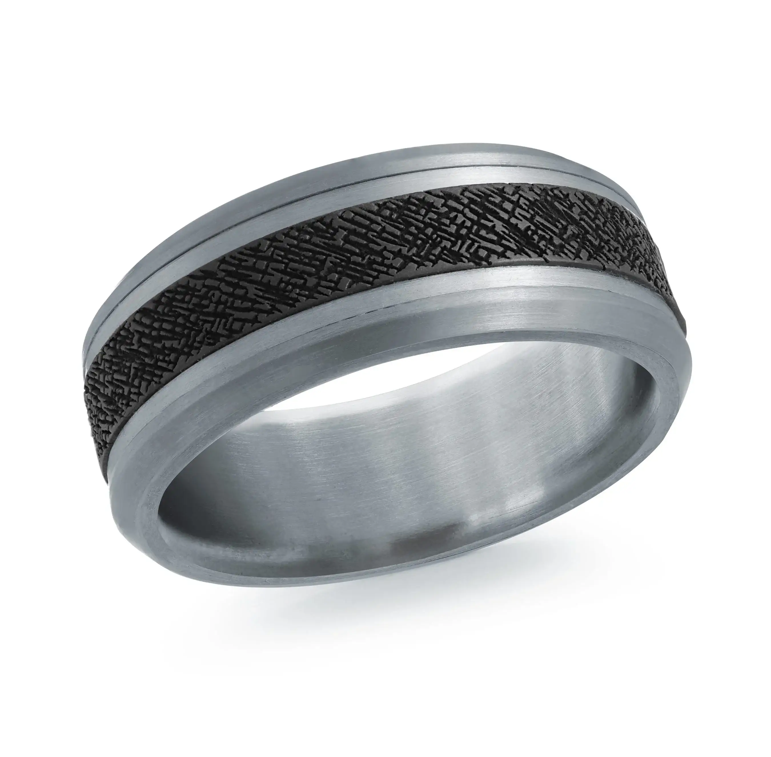 14K White Gold with Carbon Fiber Ring from the Tantalum Collection by Malo - MRDTC-012-8WB
