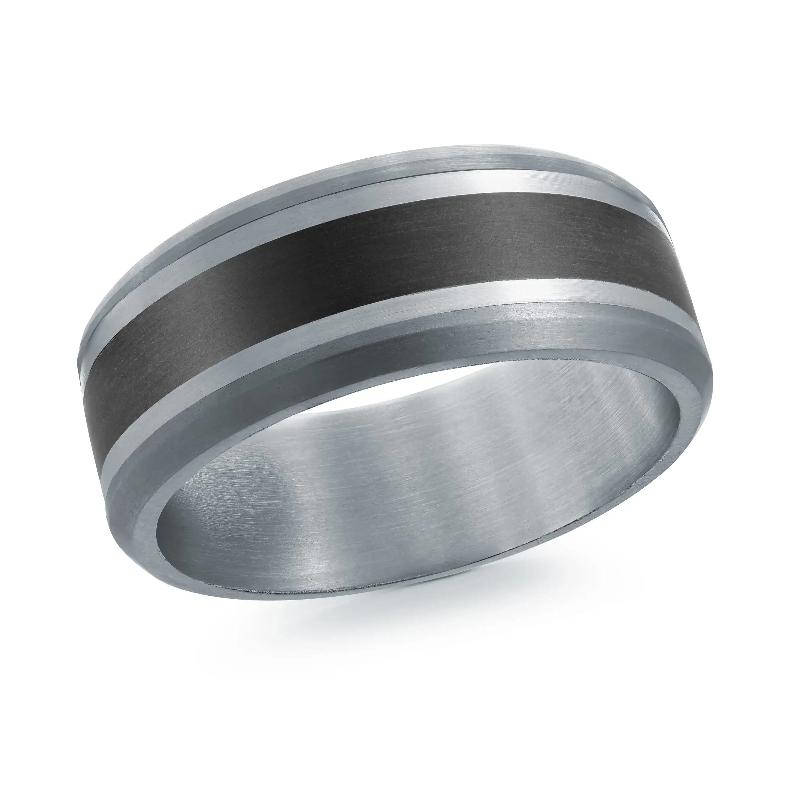 14K White Gold with Carbon Fiber Ring from the Tantalum Collection by Malo - MRDTC-014-8WB