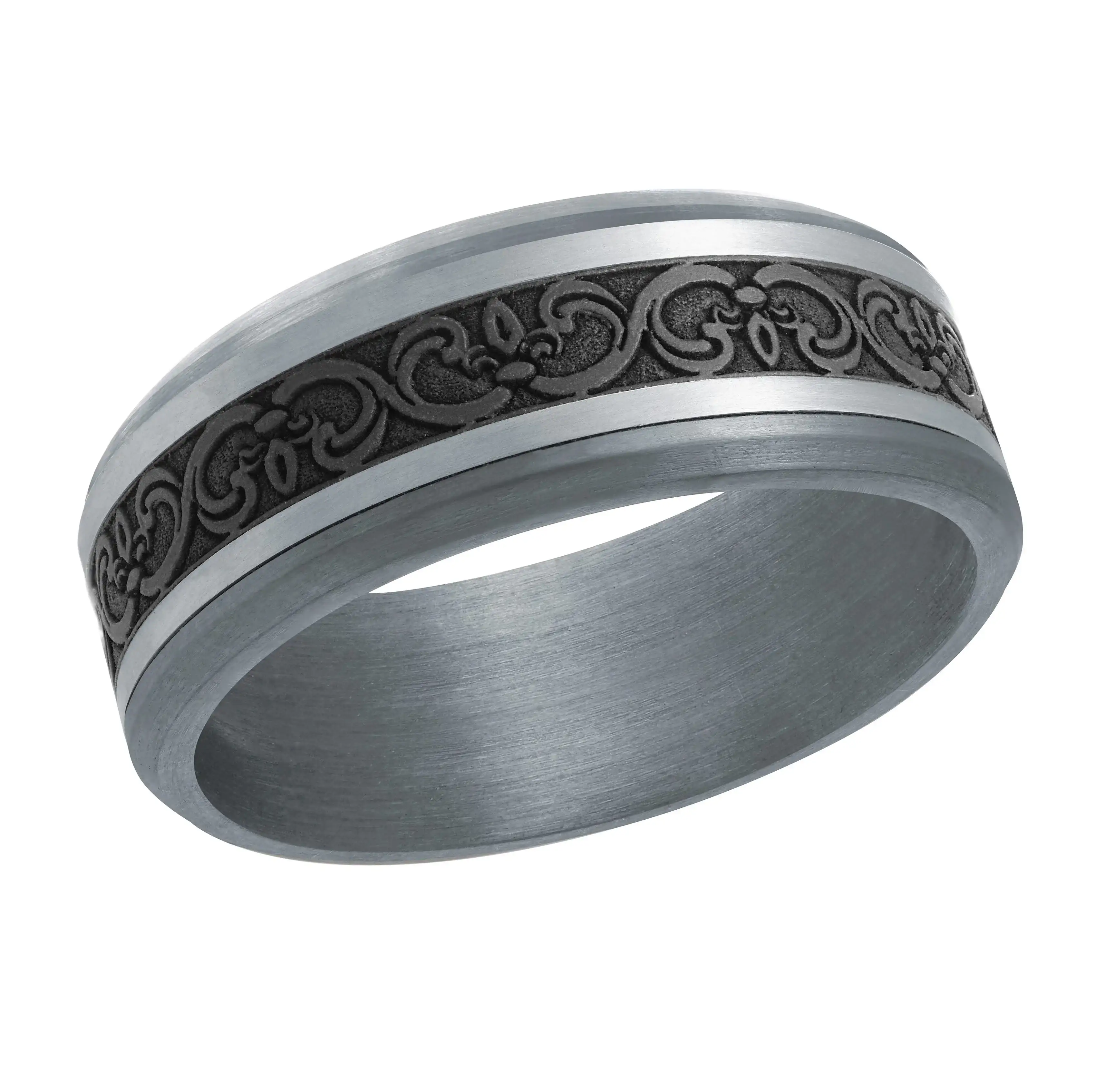14K White Gold with Carbon Fiber Ring from the Tantalum Collection by Malo - MRDTC-026-8WB