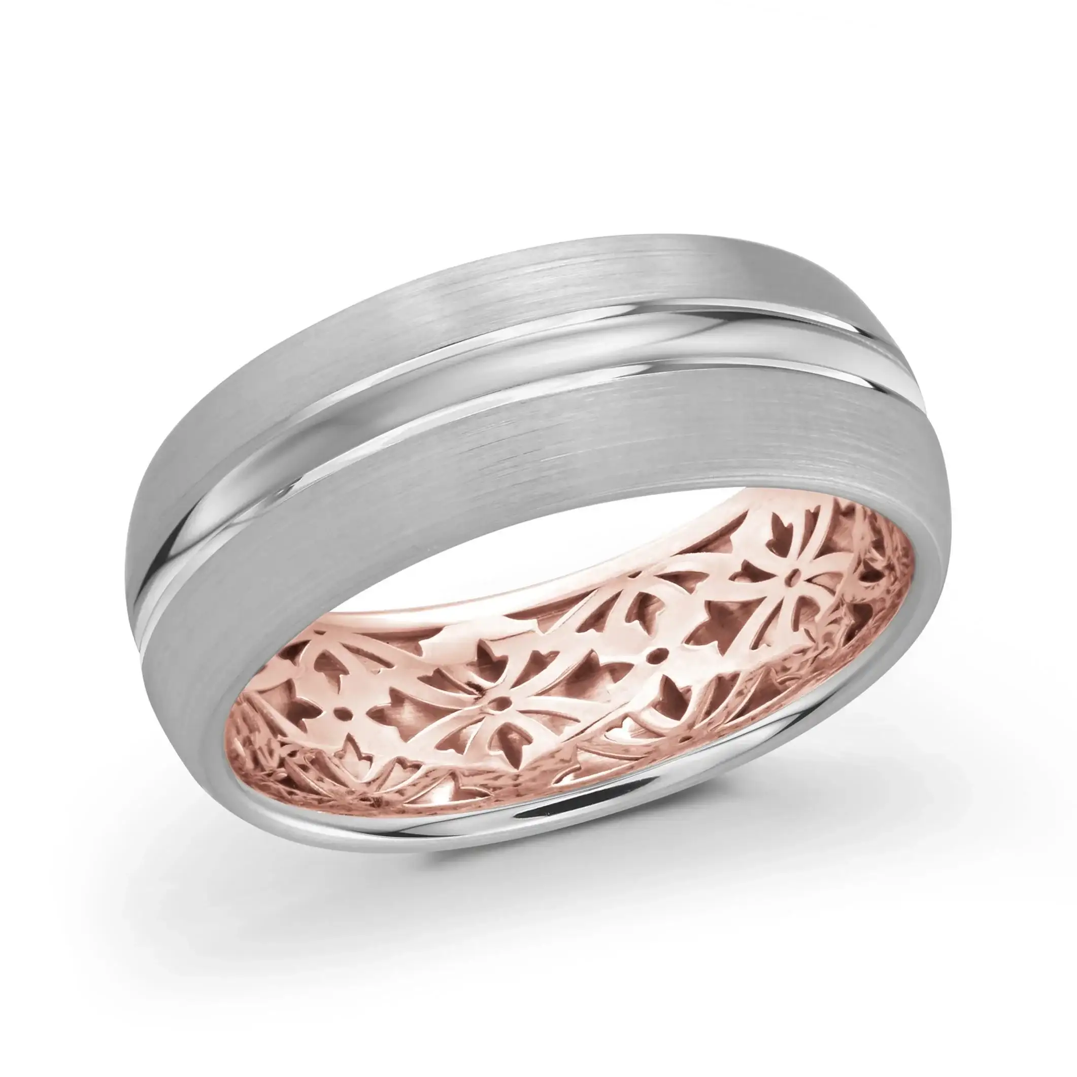 14K White Gold with Pink Highlights and 14K Rose Gold Ring from the Precision Collection by Malo - FJM-017-8WZP