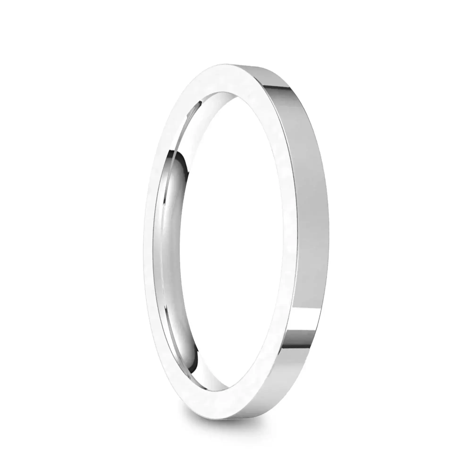 14k White Gold Women's Flat Ring with Polished Finish - 2mm - 4mm