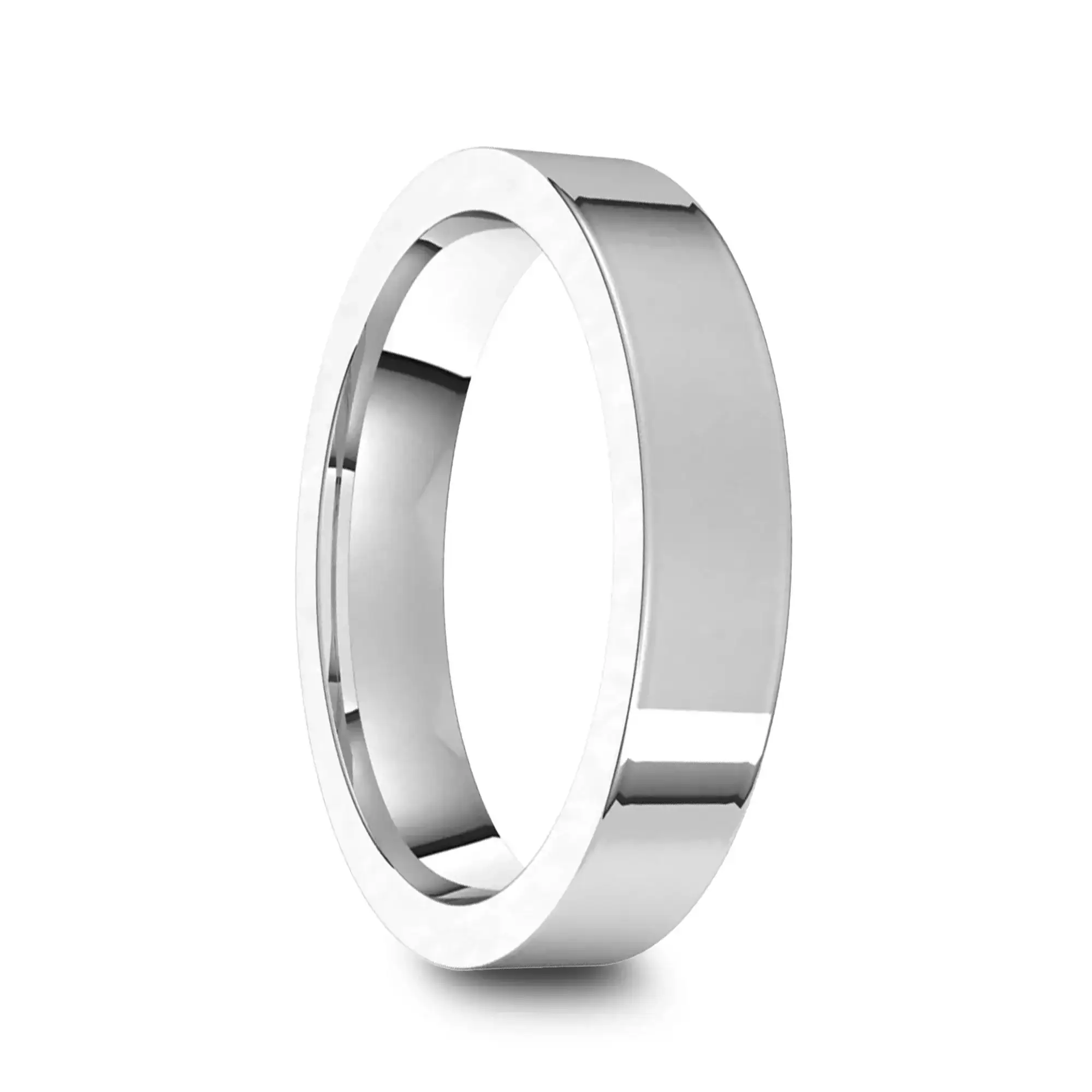 14k White Gold Women's Flat Ring with Polished Finish - 2mm - 4mm - Image 2