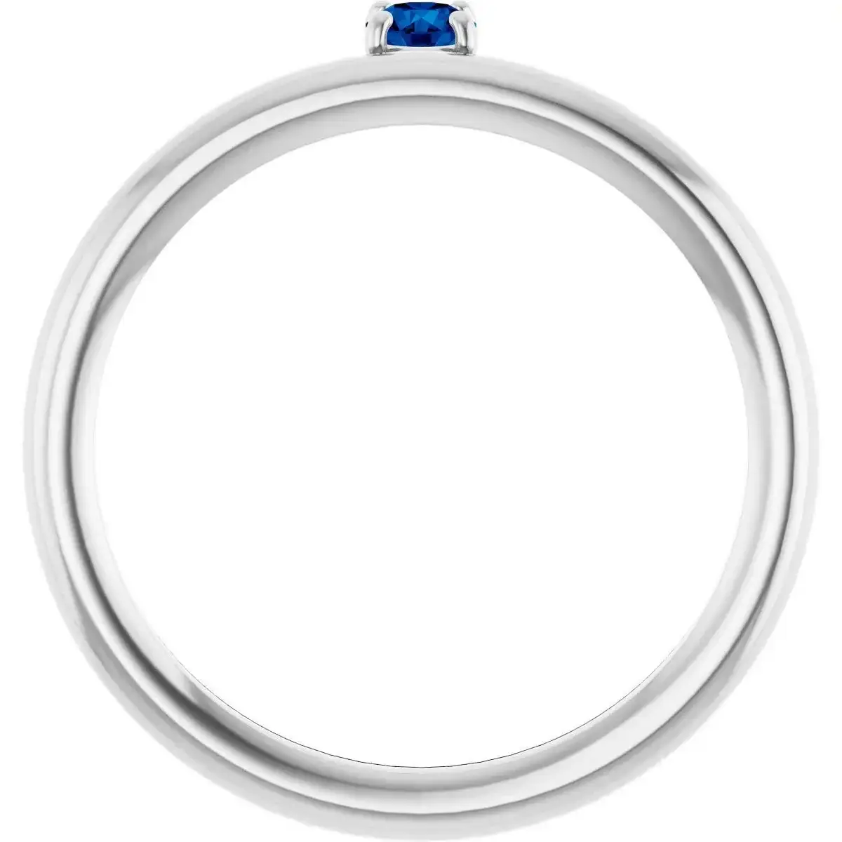 14K White Lab-Grown Blue Sapphire Stackable Ring - Image 2