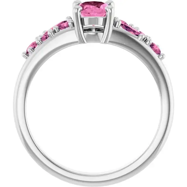 14K White Lab-Grown Pink Sapphire & Natural Pink Tourmaline Ring - Image 2
