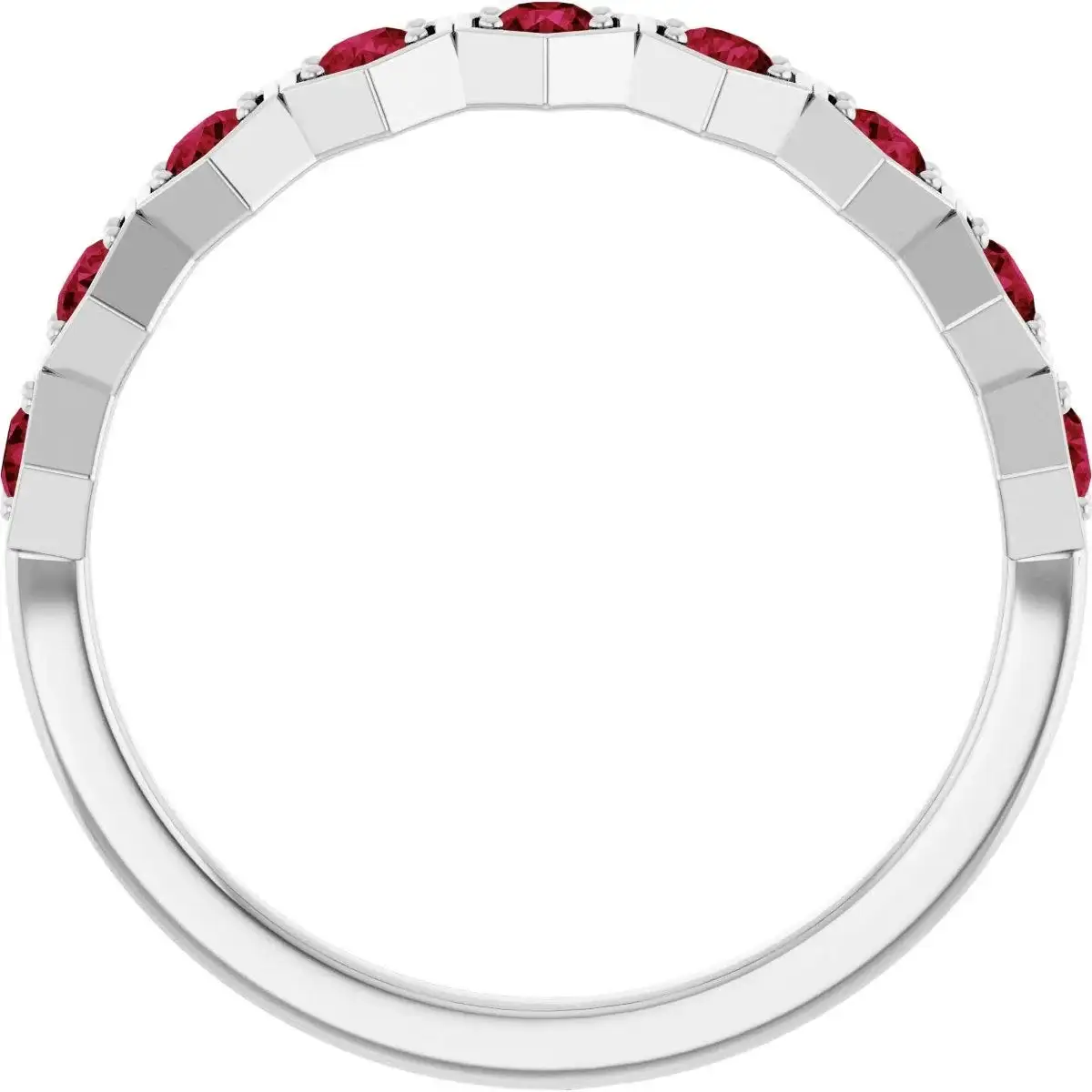 14K White Natural Ruby Stackable Ring - Image 2