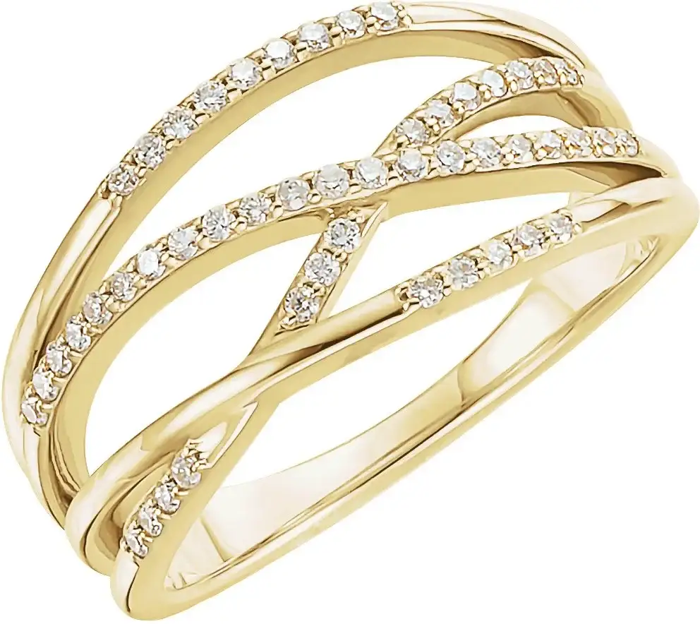 14K Yellow Gold 1/5 CTW Natural Diamond Criss-Cross Ring