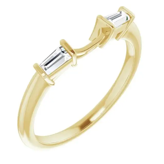 14K Yellow Band Mounting Emerald Ring