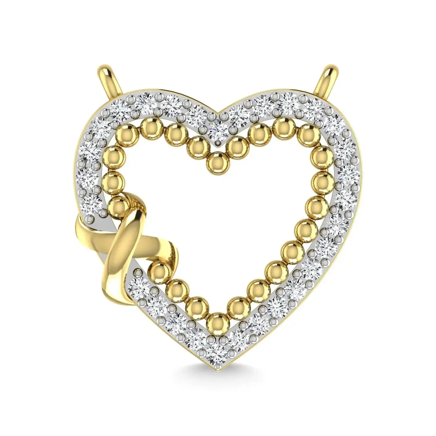 14K Yellow Gold Diamond 1/5 Ct.Tw. Heart Necklace