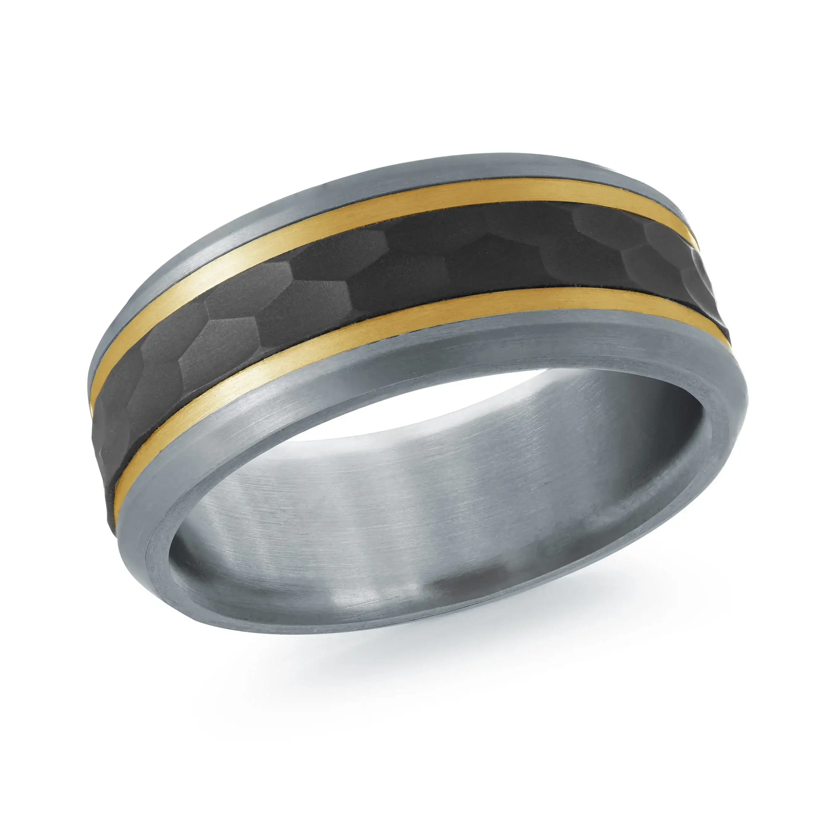 14K Yellow Gold with Carbon Fiber Ring from the Tantalum Collection by Malo - MRDTC-004-8YB