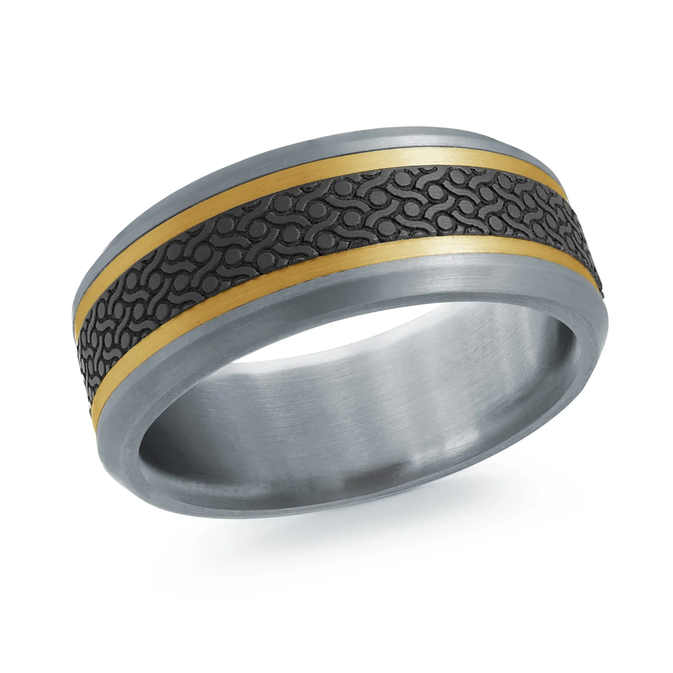 14K Yellow Gold with Carbon Fiber Ring from the Tantalum Collection by Malo - MRDTC-013-8YB
