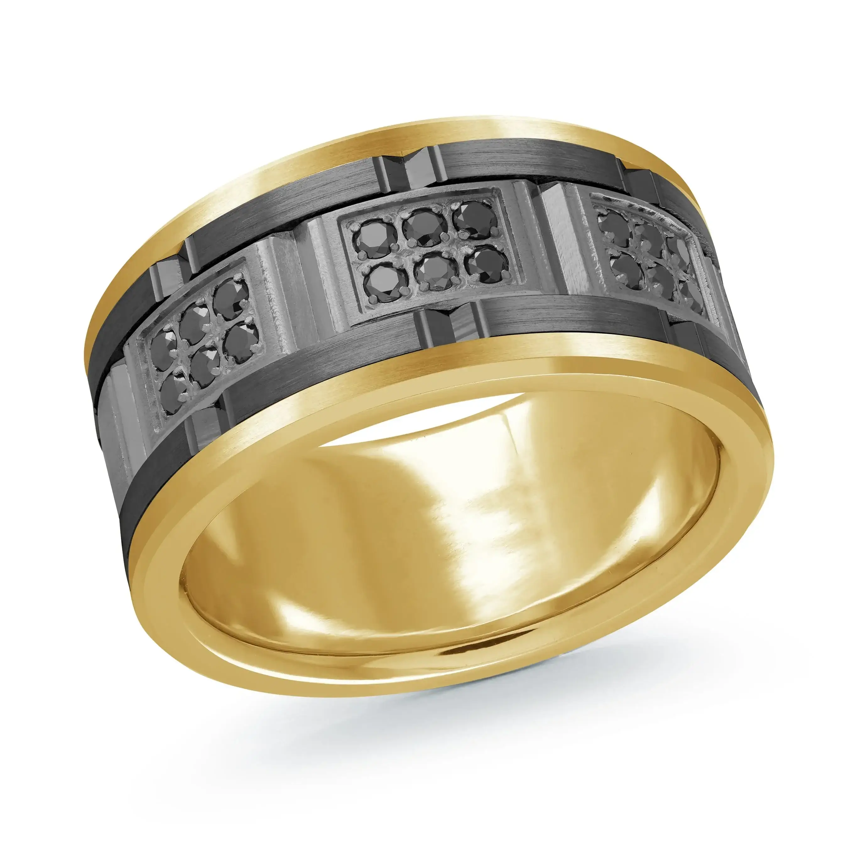 14K Yellow Gold with Carbon Fiber Ring from the Tantalum Collection by Malo - MRDTN-055-11YBBD