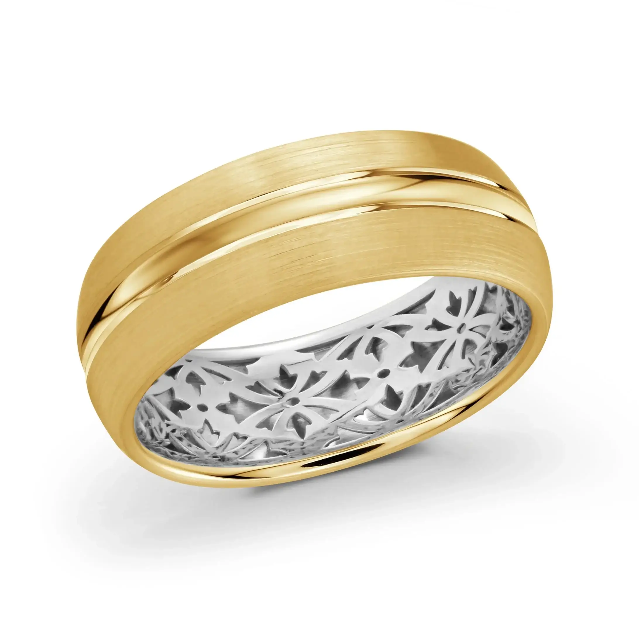 14K Yellow Gold with Pink Highlights and 14K White Gold Ring from the Precision Collection by Malo - FJM-017-8YZW