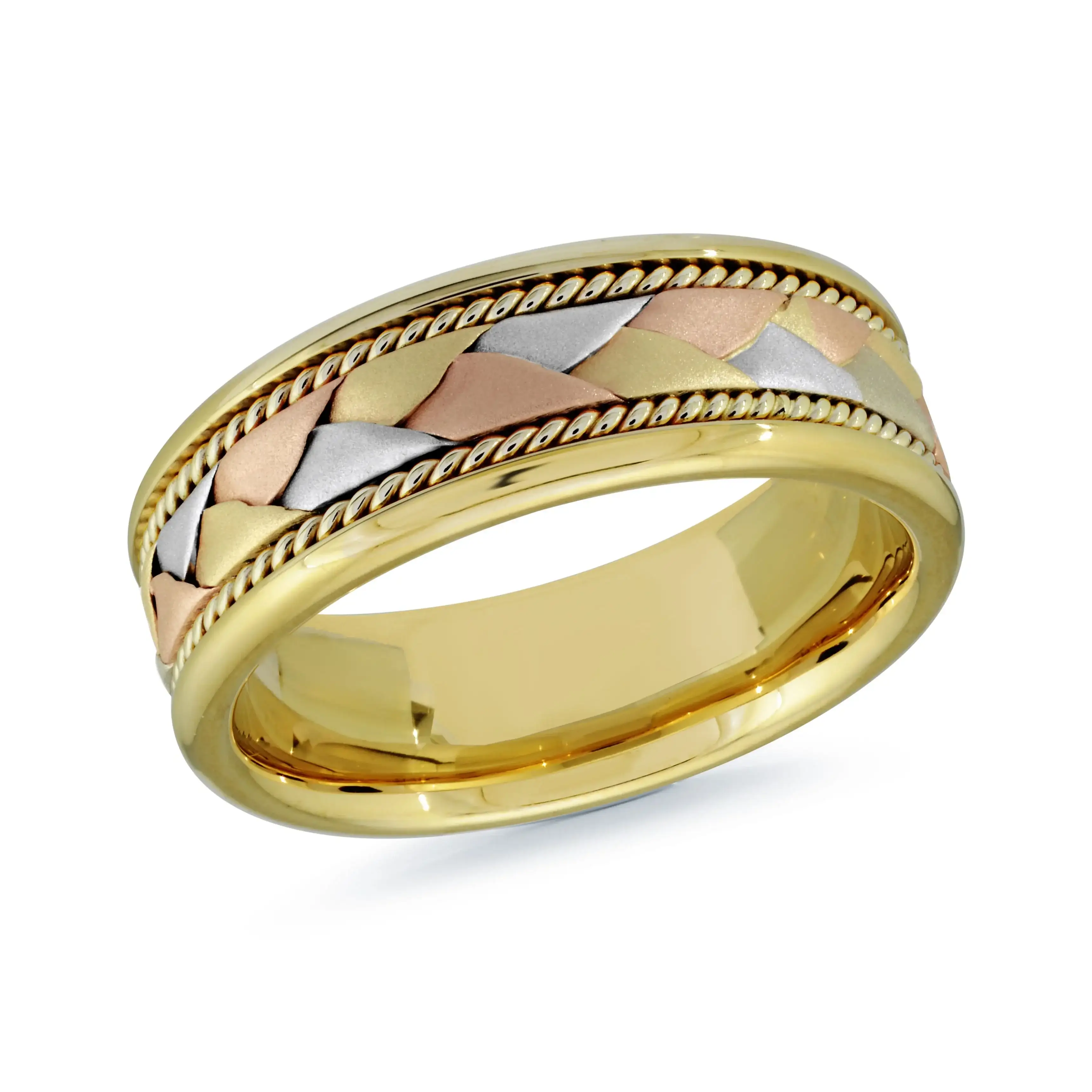 14K Yellow Gold with Tri-Metal Weave Ring from the Prestige Collection by Malo - MRD-060-8YYT
