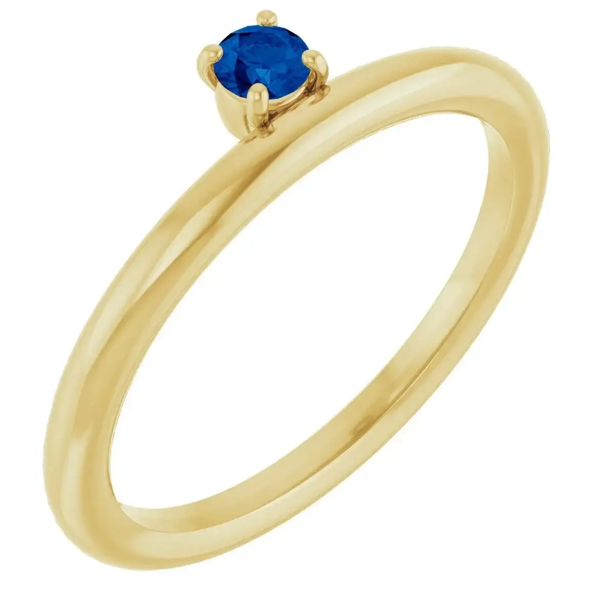 14K Yellow Lab-Grown Blue Sapphire Stackable Ring