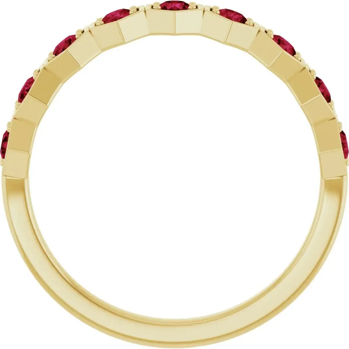 14K Yellow Lab-Grown Ruby Stackable Ring - Image 2