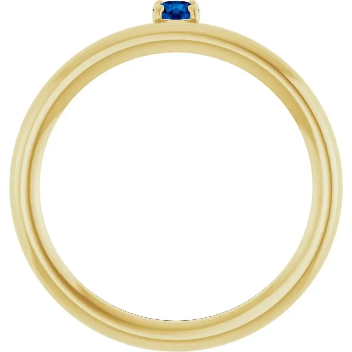 14K Yellow Natural Blue Sapphire Stackable Ring - Image 2