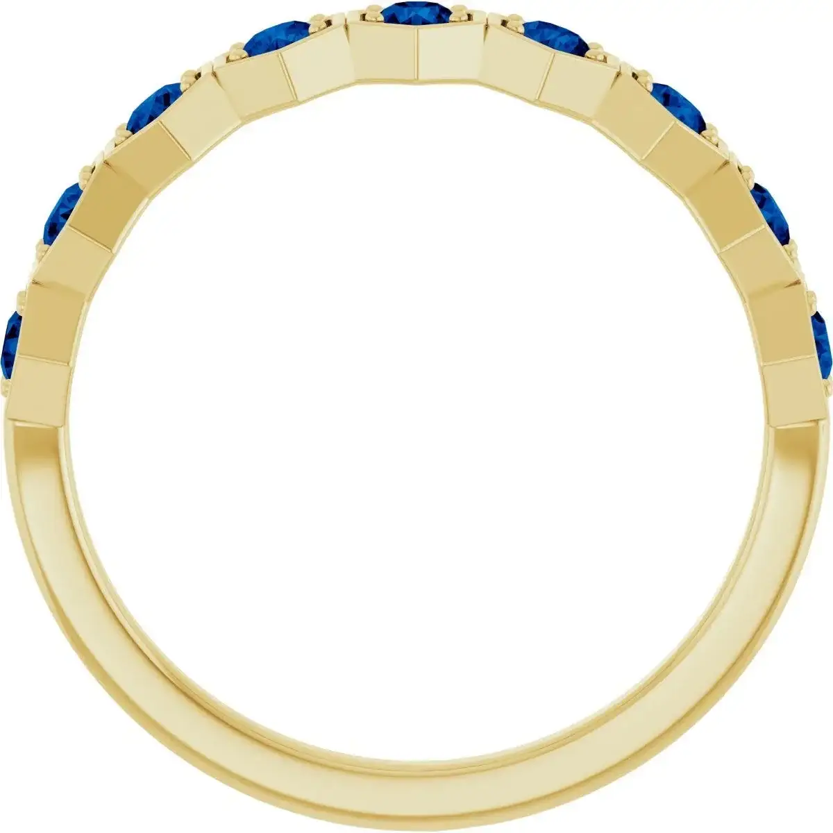 14K Yellow Natural Blue Sapphire Stackable Ring - Image 2