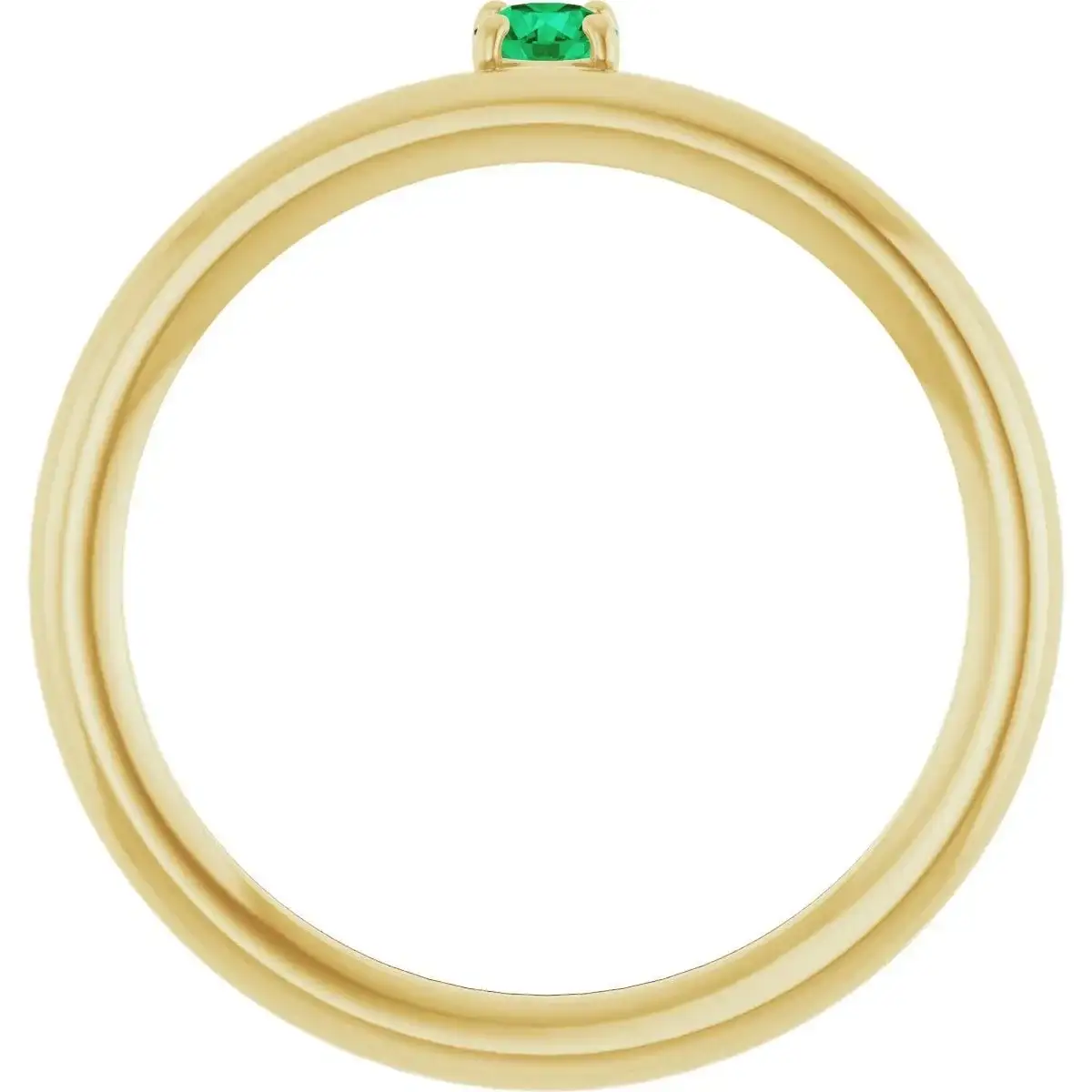 14K Yellow Natural Emerald Stackable Ring - Image 2