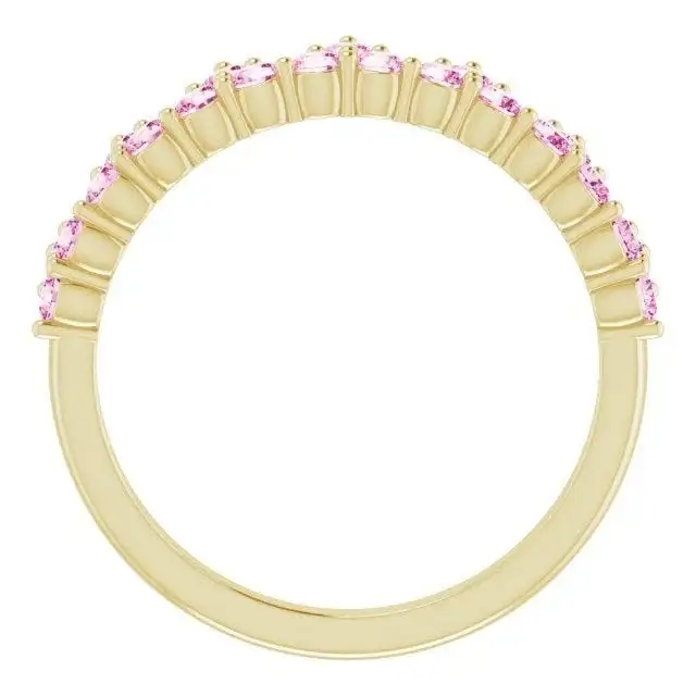 14K Yellow Natural Pink Sapphire Crown Ring - Image 2