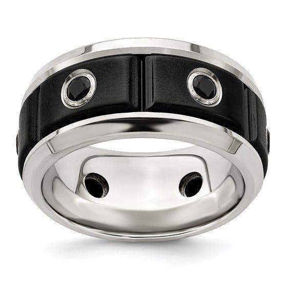 AELIANUS Black Titanium Ring with Black Spinel Setting and polished Edges by Edward Mirell - 11 mm - Image 3