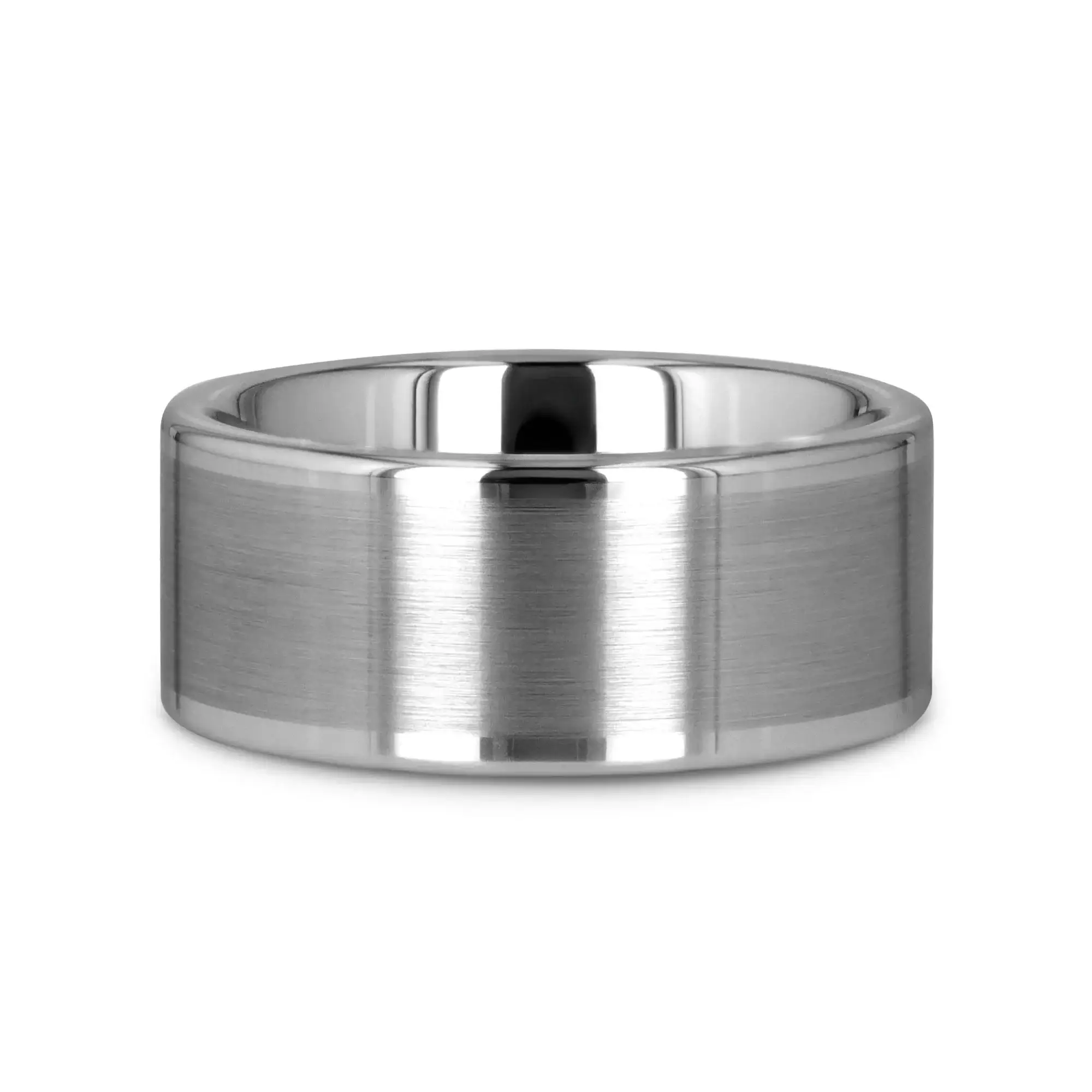 AIRES Flat Brush Finish Center Polished Edges Tungsten Carbide Ring - 4mm - 10mm - Image 16
