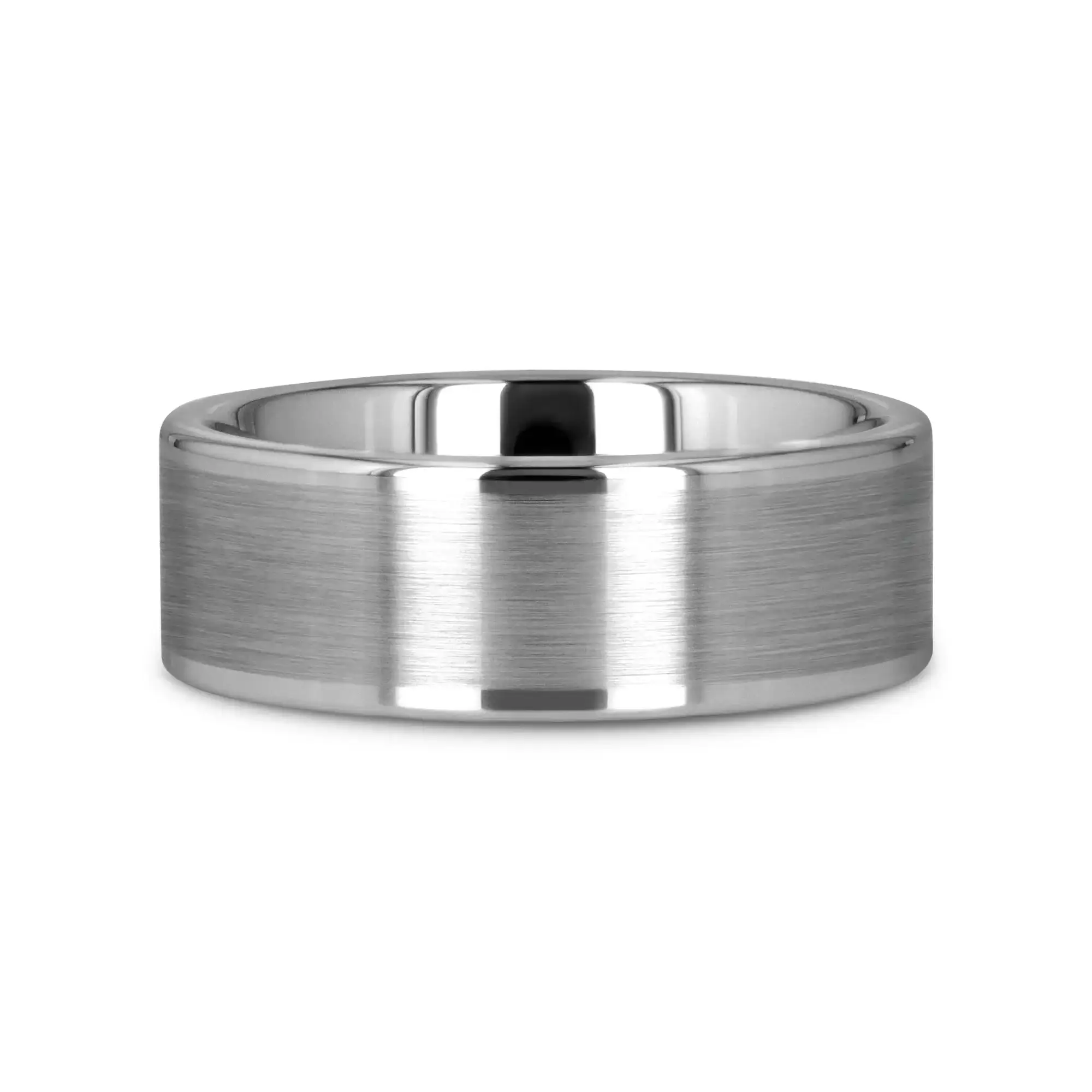 AIRES Flat Brush Finish Center Polished Edges Tungsten Carbide Ring - 4mm - 10mm - Image 3