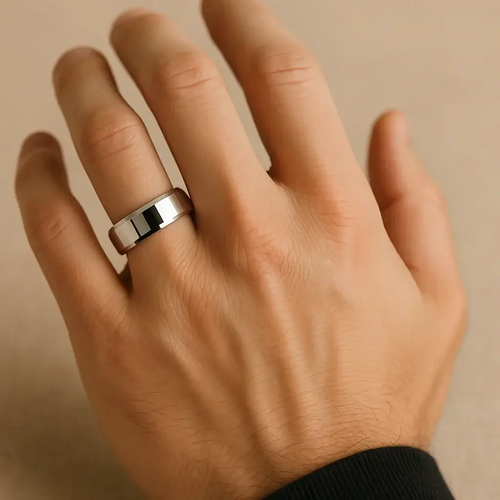 AKRON Tungsten Carbide Ring with Beveled Edges – 10mm - Image 4
