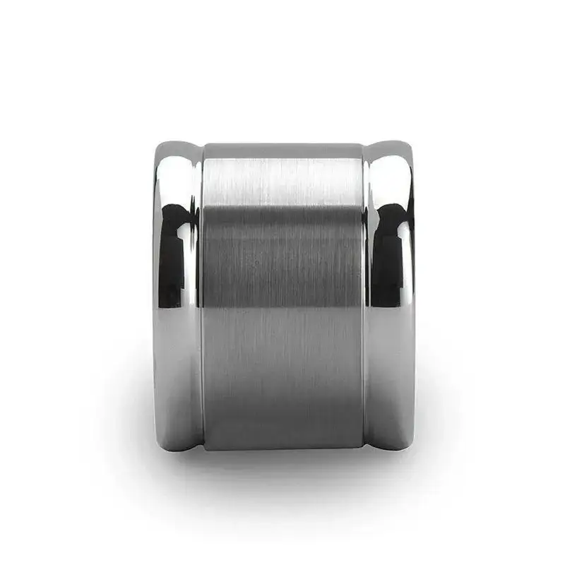 ALBUQUERQUE Flat Brushed Finish Center Tungsten Ring with Polished Edges - 20mm - Image 2