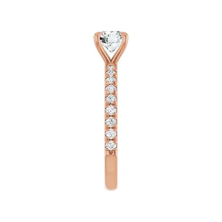 AMELIA 14K Rose Gold Round Lab Grown Diamond French-Set Engagement Ring - Image 2