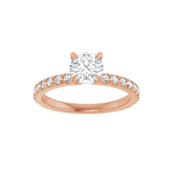 AMELIA 14K Rose Gold Round Lab Grown Diamond French-Set Engagement Ring - Image 3